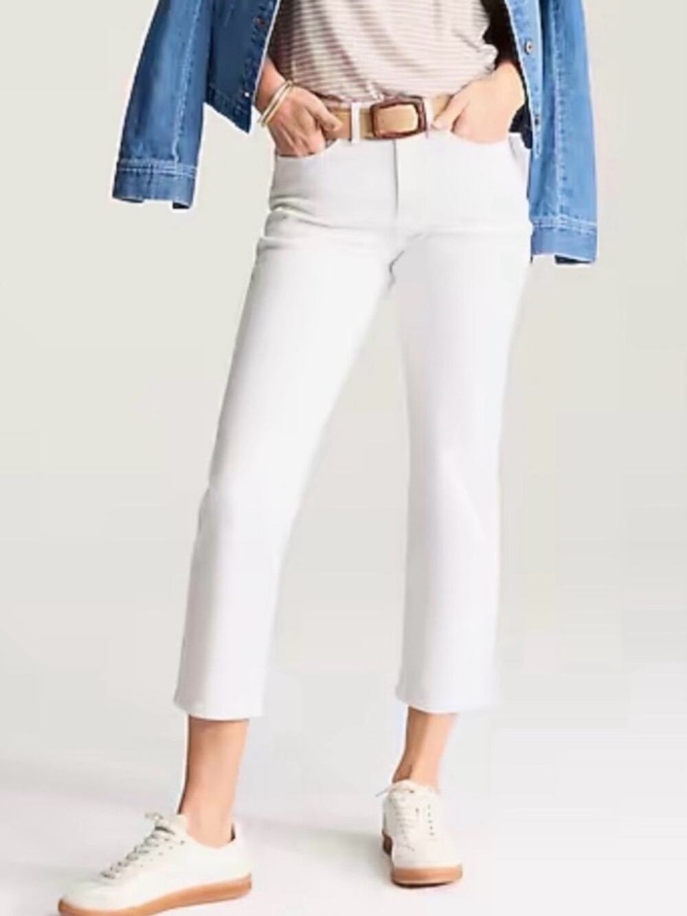 J Jill Denim High-Rise Straight-Leg Cropped Jeans 16 White Spring Summer Stretch